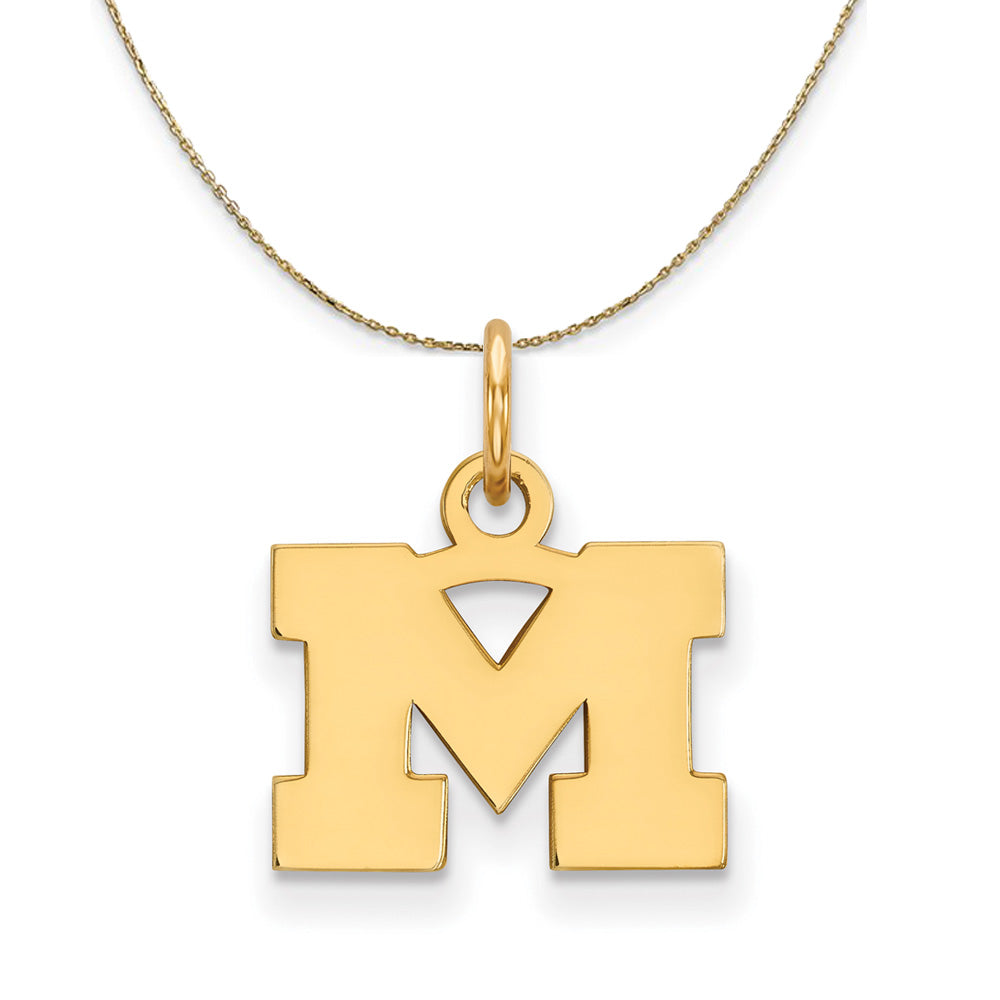 14k Yellow Gold U. of Michigan X-Small Initial M Necklace, Item N21348 by The Black Bow Jewelry Co.