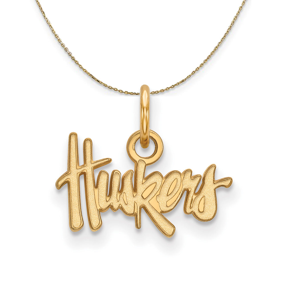 14k Yellow Gold U. of Nebraska XS (Tiny) Huskers Necklace, Item N21354 by The Black Bow Jewelry Co.