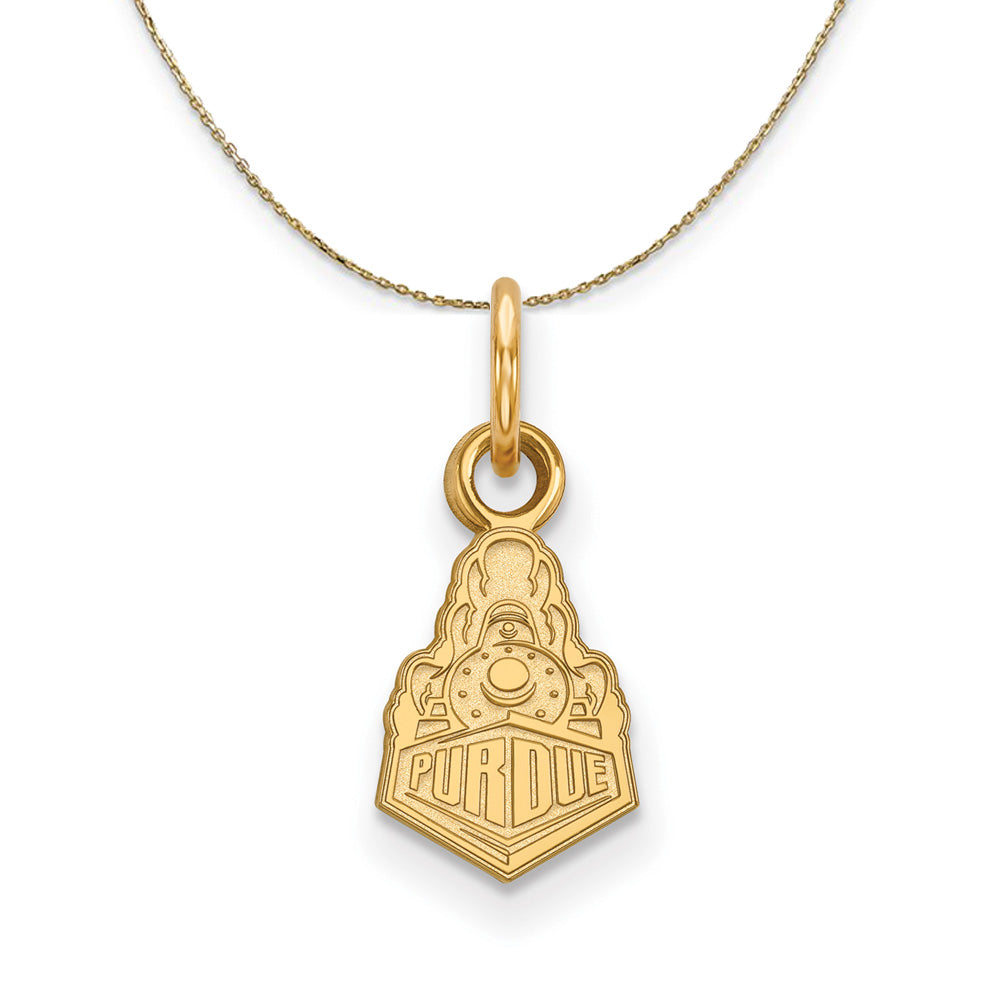 14k Yellow Gold Purdue XS (Tiny) Logo Necklace, Item N21376 by The Black Bow Jewelry Co.