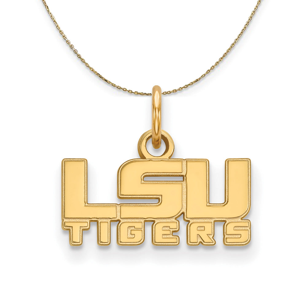 14k Yellow Gold Louisiana State X-Small Logo Necklace, Item N21380 by The Black Bow Jewelry Co.