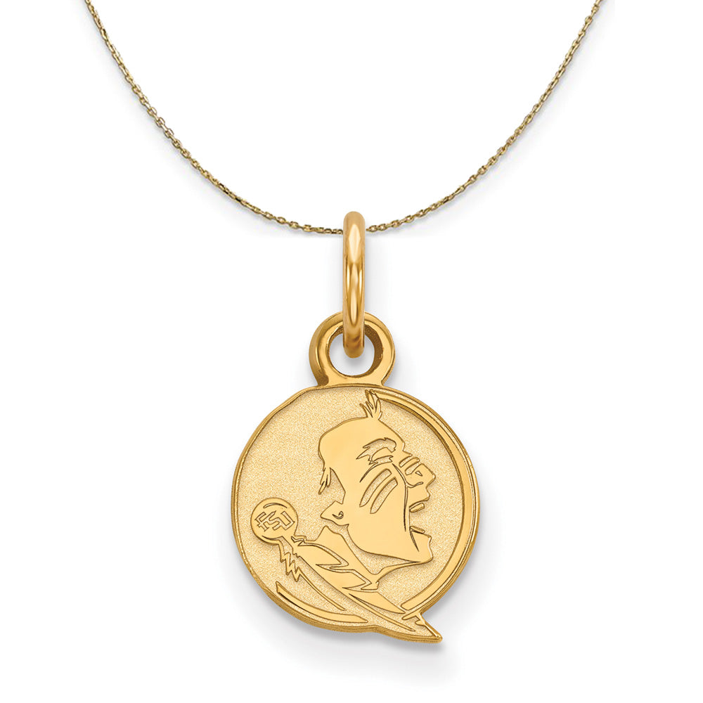 14K Yellow Gold Florida State X-Sm Round Logo Necklace, Item N21382 by The Black Bow Jewelry Co.