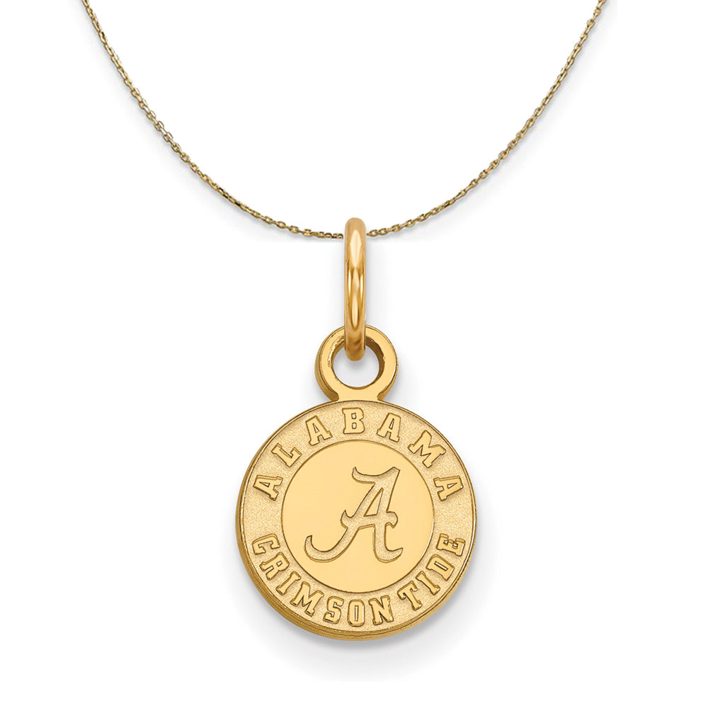 14k Yellow Gold U. of Alabama XS (Tiny) Round Logo Necklace, Item N21386 by The Black Bow Jewelry Co.
