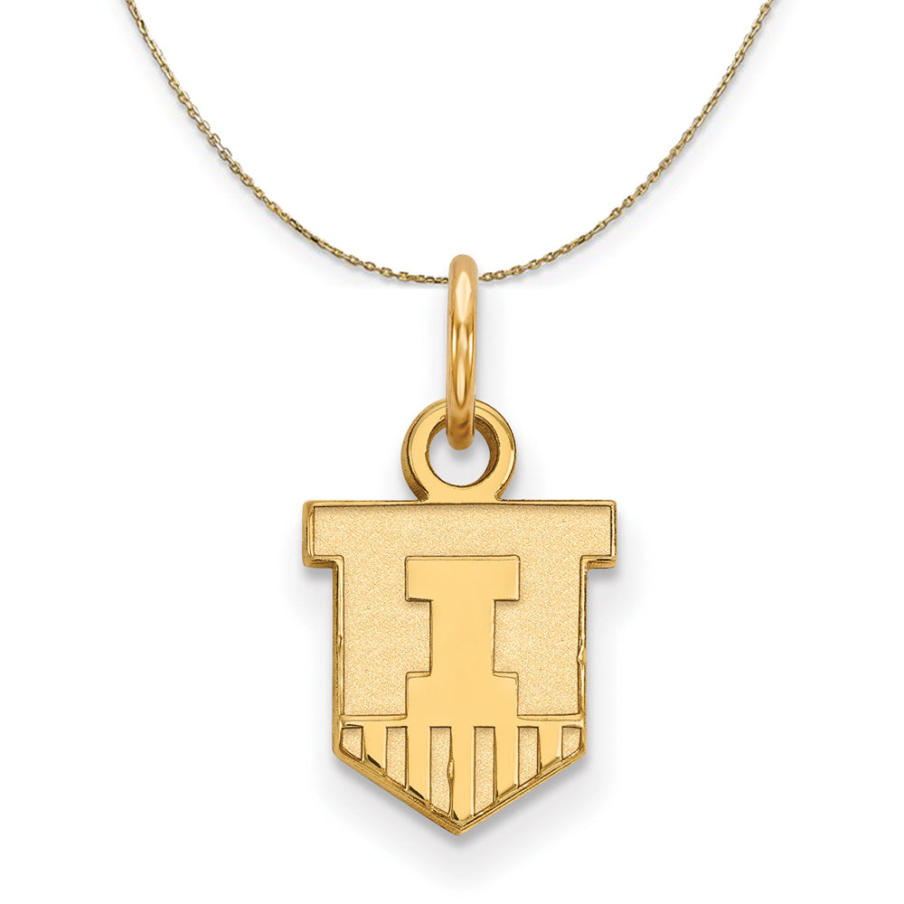 14k Yellow Gold U. of Illinois XS (Tiny) Shield Necklace, Item N21390 by The Black Bow Jewelry Co.