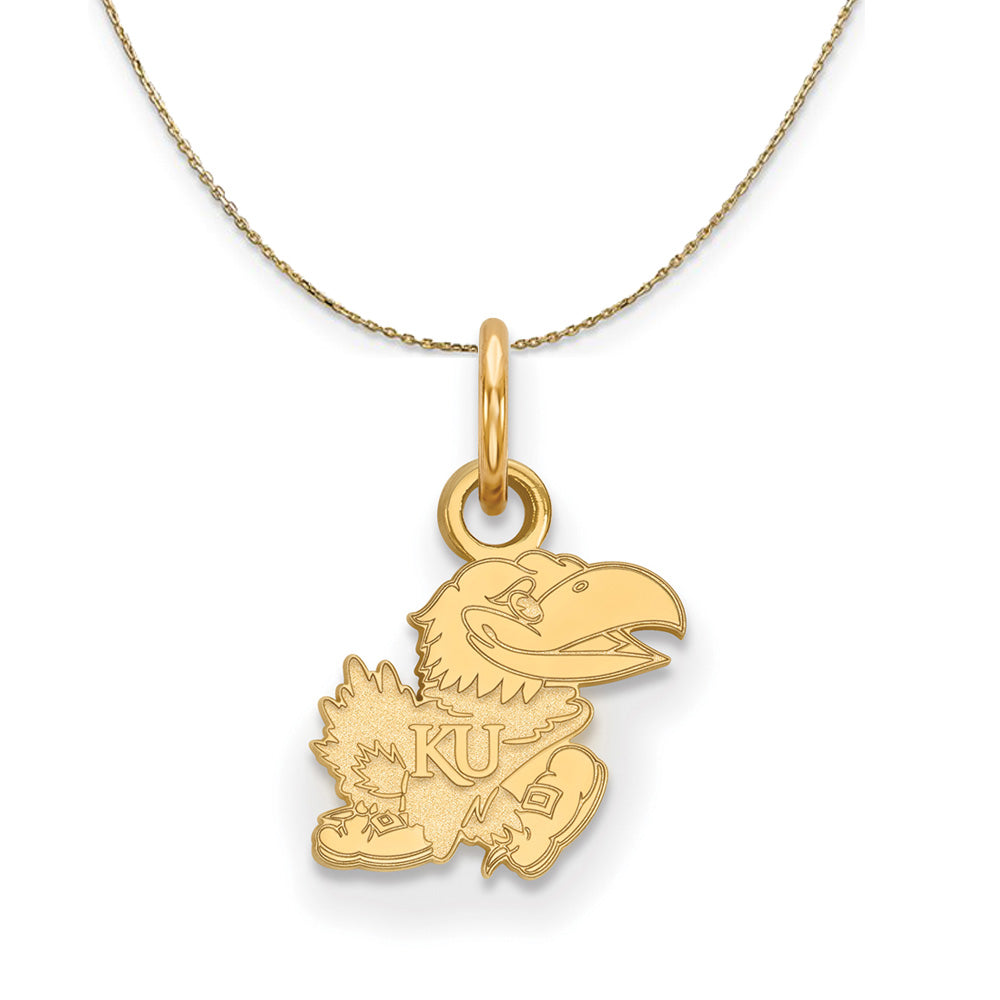 14k Yellow Gold U. of Kansas X-Small Necklace, Item N21399 by The Black Bow Jewelry Co.