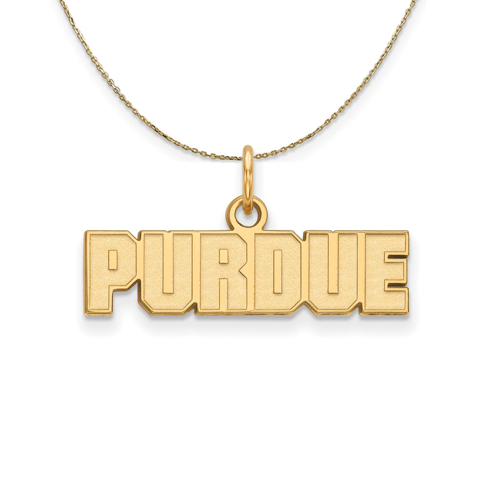 14k Yellow Gold Purdue X-Small Script Necklace, Item N21403 by The Black Bow Jewelry Co.