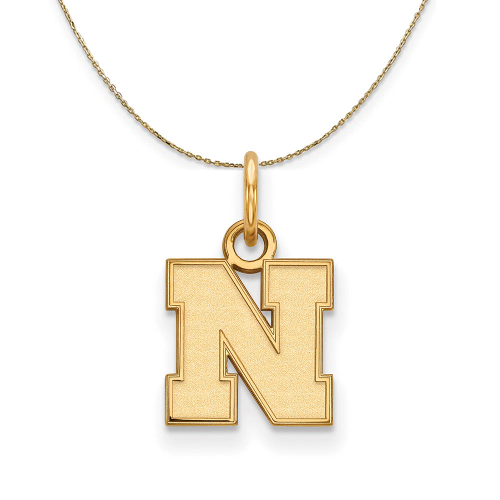 14k Yellow Gold U. of Nebraska XS (Tiny) Initial N Necklace, Item N21404 by The Black Bow Jewelry Co.