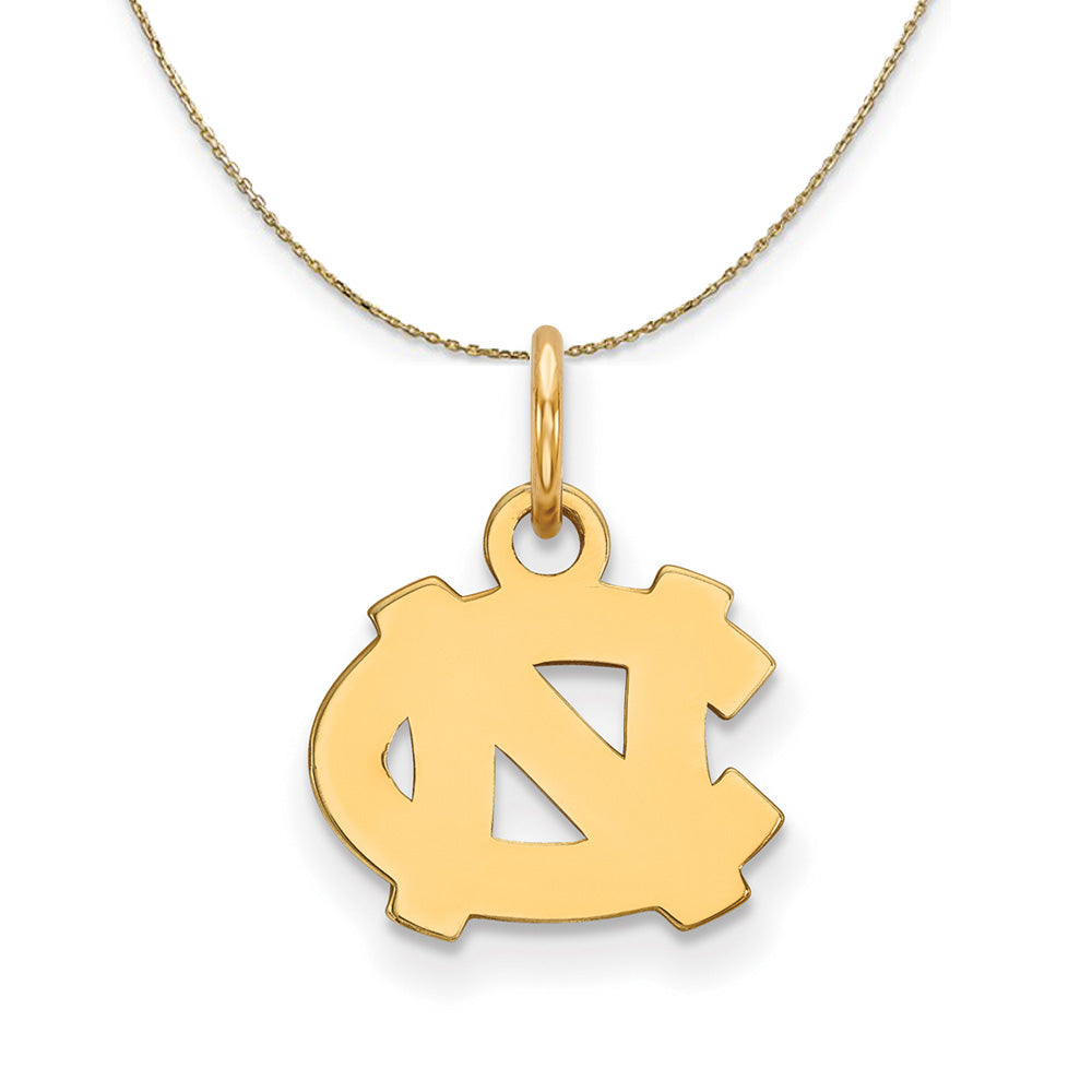 14k Yellow Gold North Carolina X-Sm 'NC' Necklace, Item N21405 by The Black Bow Jewelry Co.