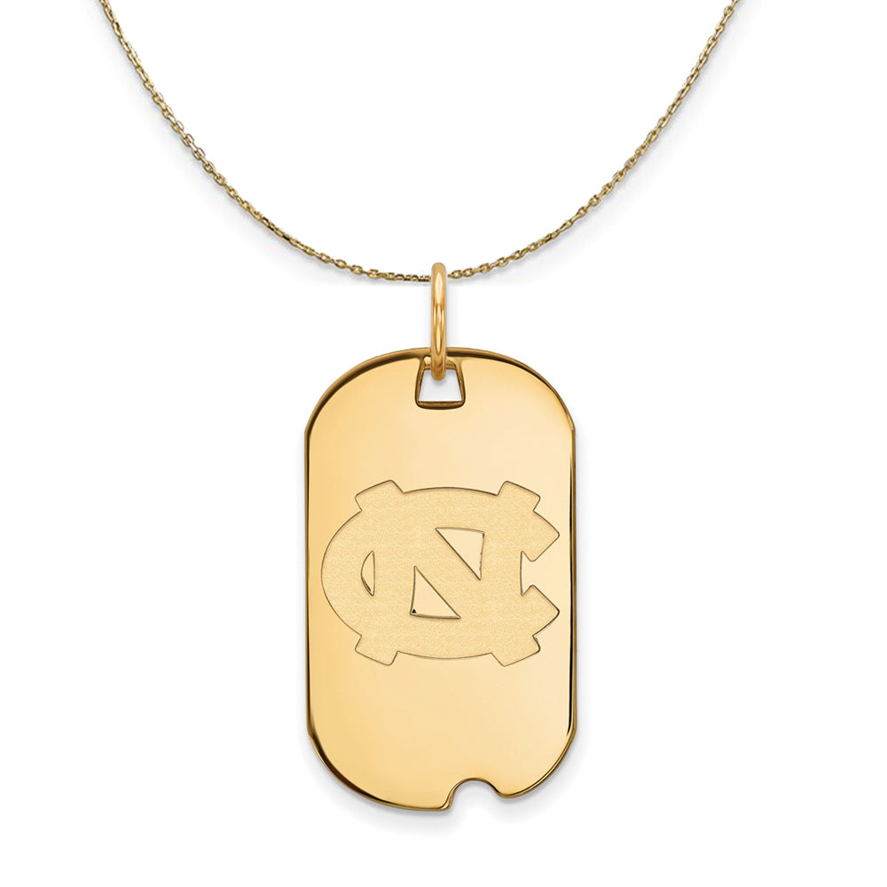 14k Yellow Gold North Carolina Dog Tag Necklace, Item N21408 by The Black Bow Jewelry Co.