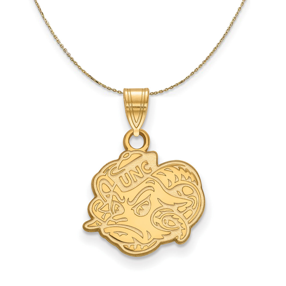 14k Yellow Gold North Carolina Tar Heels Sm Logo Necklace, Item N21413 by The Black Bow Jewelry Co.