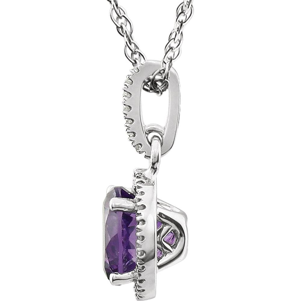 Alternate view of the 14k White Gold Amethyst &amp; 1/10 CTW Diamond Necklace, 18 Inch by The Black Bow Jewelry Co.