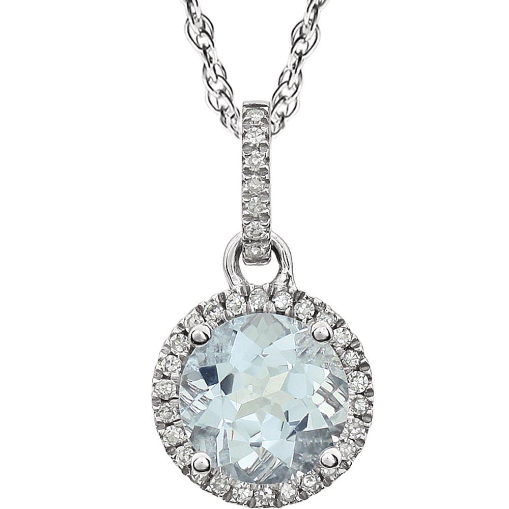 Alternate view of the 14k White Gold Gemstone &amp; 1/10 CTW Diamond Necklace, 18 Inch by The Black Bow Jewelry Co.