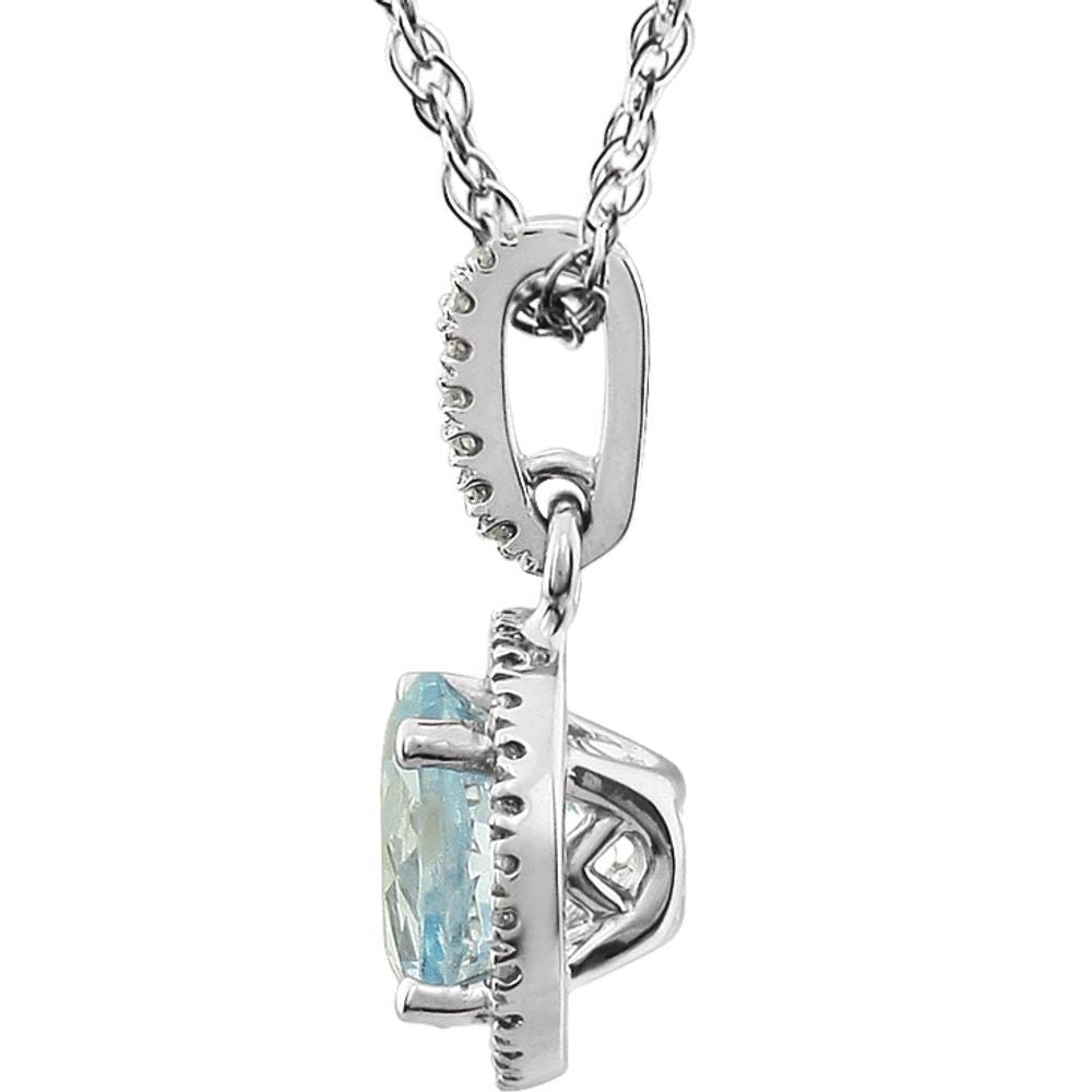 Alternate view of the 14k White Gold Sky Blue Topaz &amp; 1/10 CTW Diamond Necklace, 18 Inch by The Black Bow Jewelry Co.