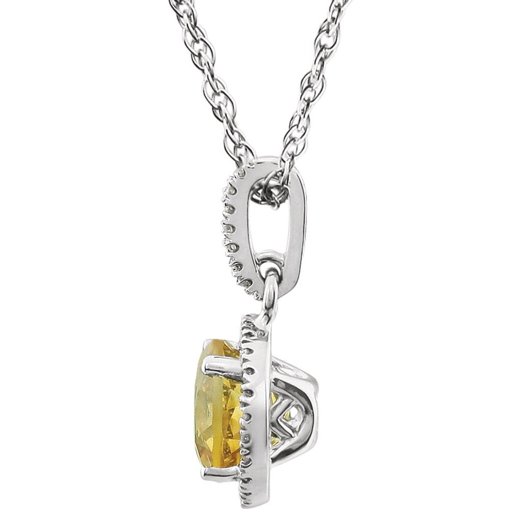 Alternate view of the 14k White Gold Citrine &amp; 1/10 CTW Diamond Necklace, 18 Inch by The Black Bow Jewelry Co.
