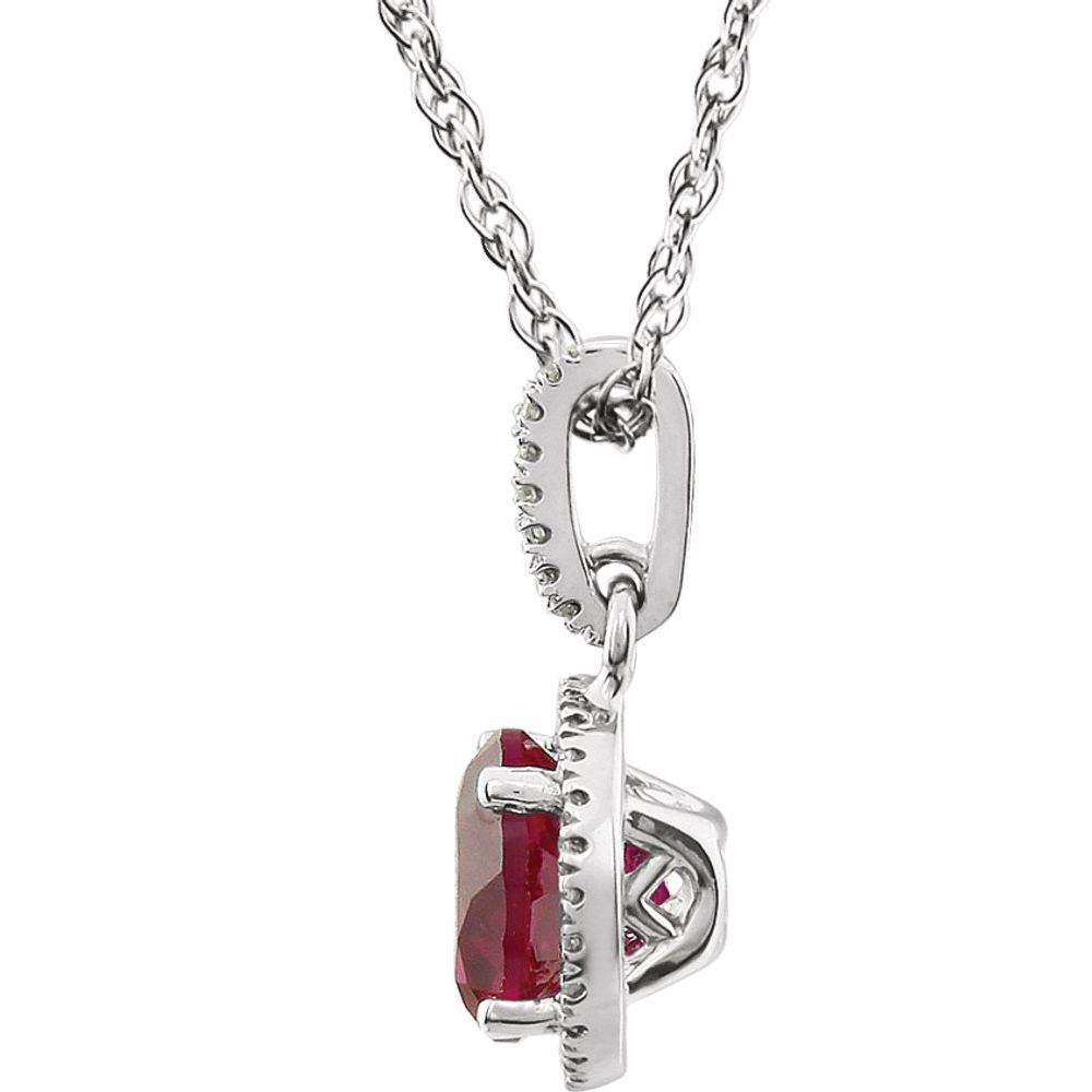 Alternate view of the 14k White Gold Lab Created Ruby &amp; 1/10 CTW Diamond Necklace, 18 Inch by The Black Bow Jewelry Co.