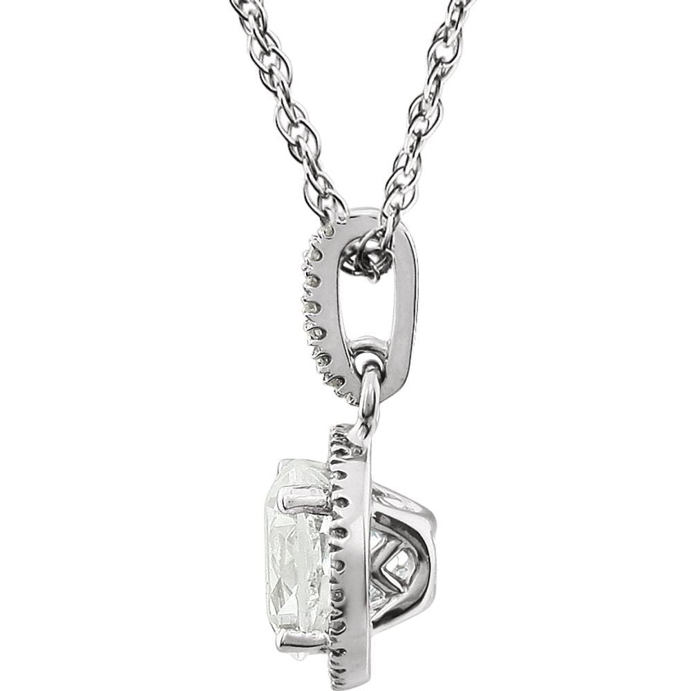 Alternate view of the 14k White Gold Lab Cr. White Sapphire &amp; 1/10ctw Diamond Necklace 18 In by The Black Bow Jewelry Co.