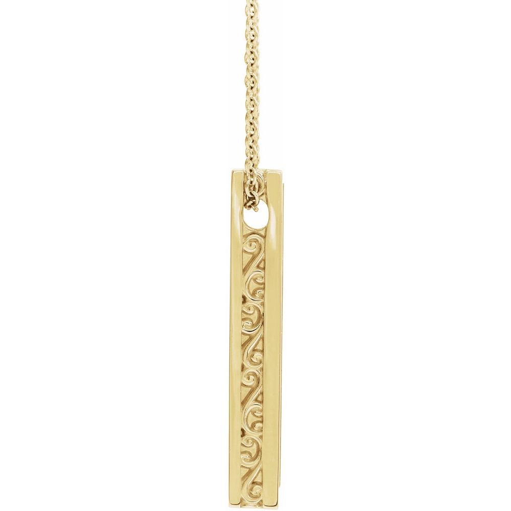 Alternate view of the 14k Yellow Gold Brushed Vertical Bar Slide Necklace by The Black Bow Jewelry Co.