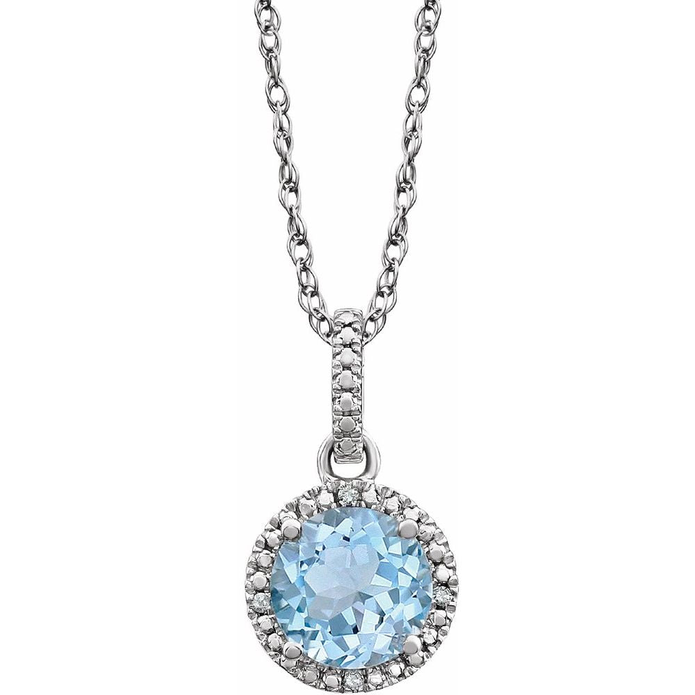 Rh Sterling Silver, Sky Blue Topaz & .01 CTW Diamond Necklace, 18 Inch, Item N21422-BT by The Black Bow Jewelry Co.