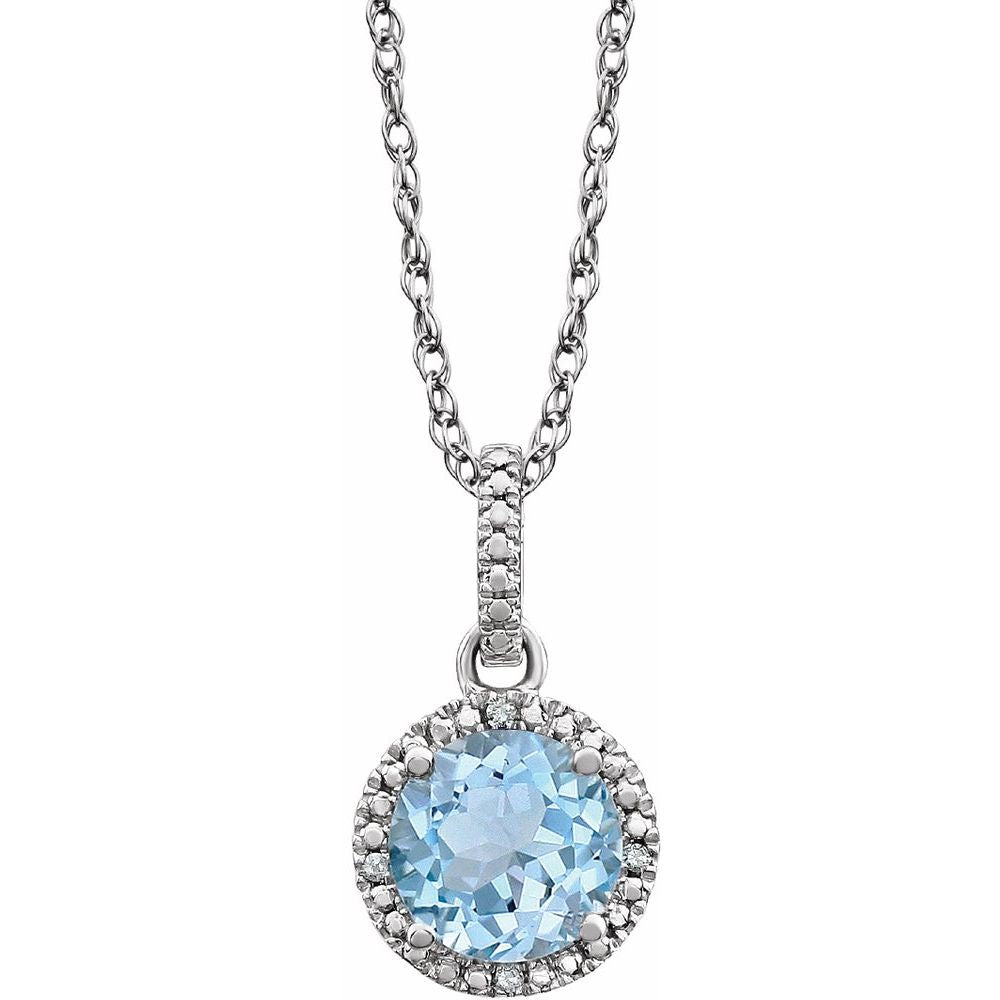 Alternate view of the Rh Sterling Silver, Gemstone &amp; .01 CTW Diamond Round Necklace, 18 Inch by The Black Bow Jewelry Co.