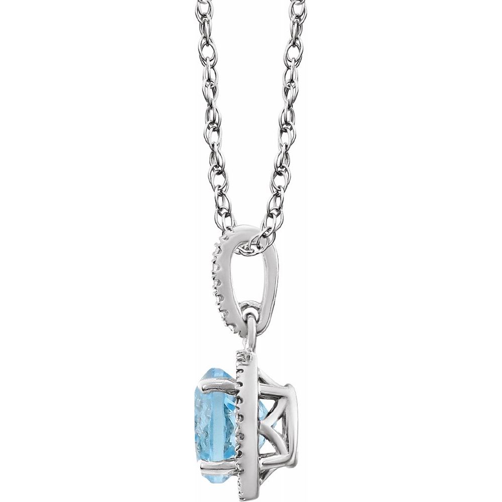 Alternate view of the Rh Sterling Silver, Sky Blue Topaz &amp; .01 CTW Diamond Necklace, 18 Inch by The Black Bow Jewelry Co.
