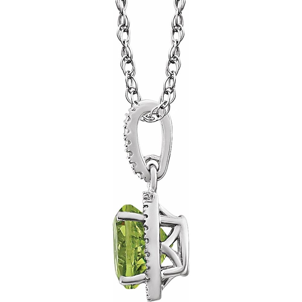 Alternate view of the Rh Sterling Silver, Peridot &amp; .01 CTW Diamond Round Necklace, 18 Inch by The Black Bow Jewelry Co.