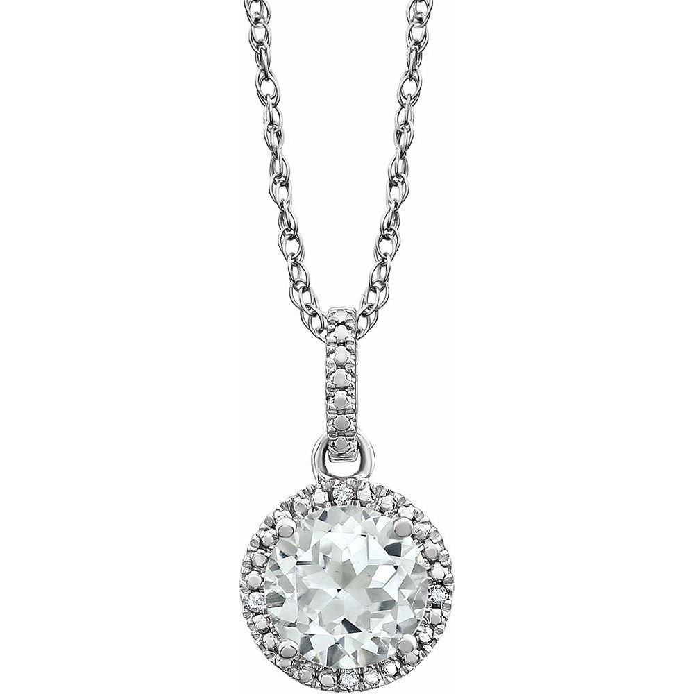 Rh Sterling Silver, Created White Sapphire &amp; Diamond Necklace, 18 Inch, Item N21422-WS by The Black Bow Jewelry Co.