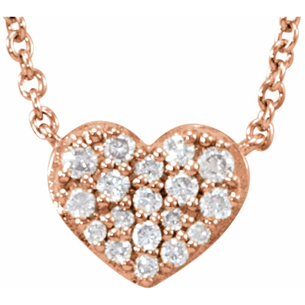 Alternate view of the 14k White or Rose Gold &amp; 1/10 CTW Diamond Tiny Heart Necklace, 18 Inch by The Black Bow Jewelry Co.