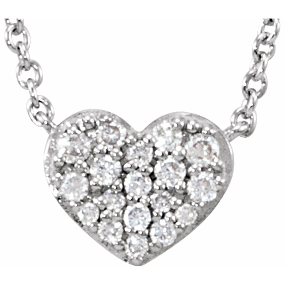 14k White or Rose Gold &amp; 1/10 CTW Diamond Tiny Heart Necklace, 18 Inch, Item N21423 by The Black Bow Jewelry Co.