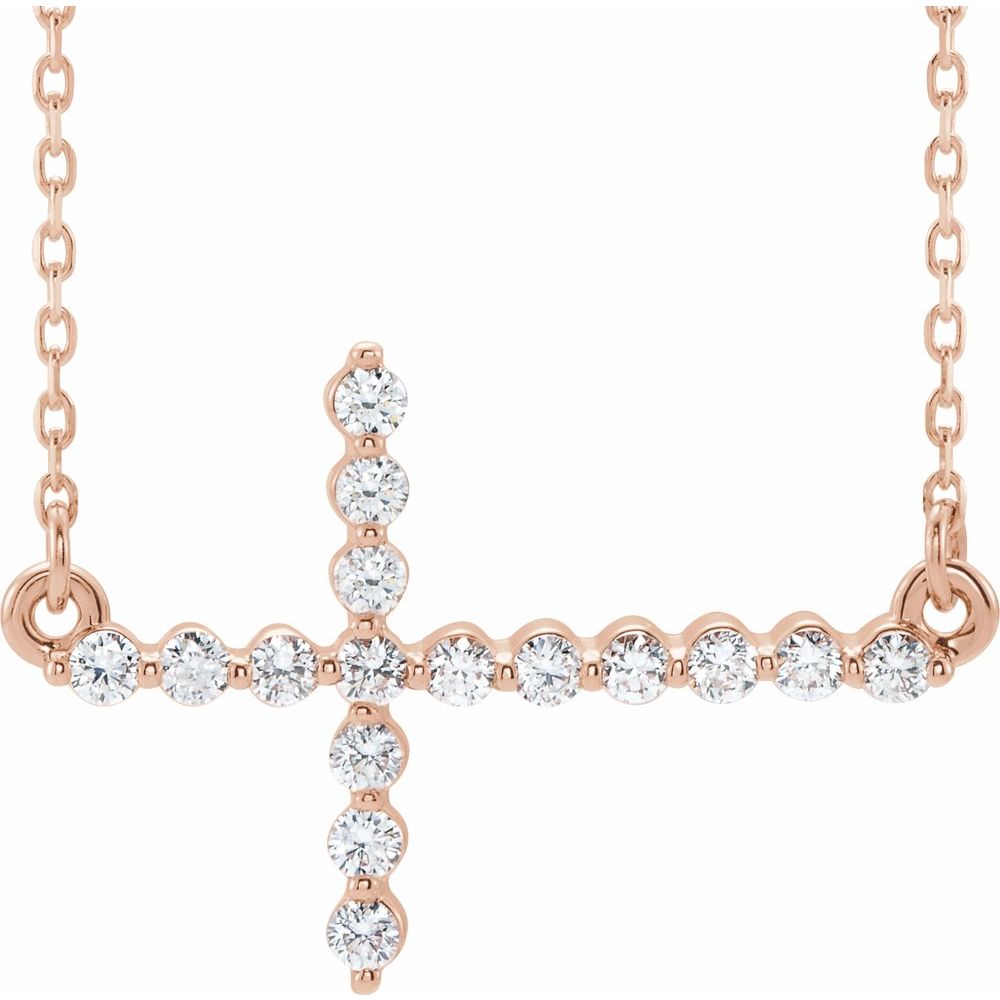 14k Gold & 1/3 Ctw Diamond Sideways Cross Necklace, 16-18 Inch, Item N21424 by The Black Bow Jewelry Co.