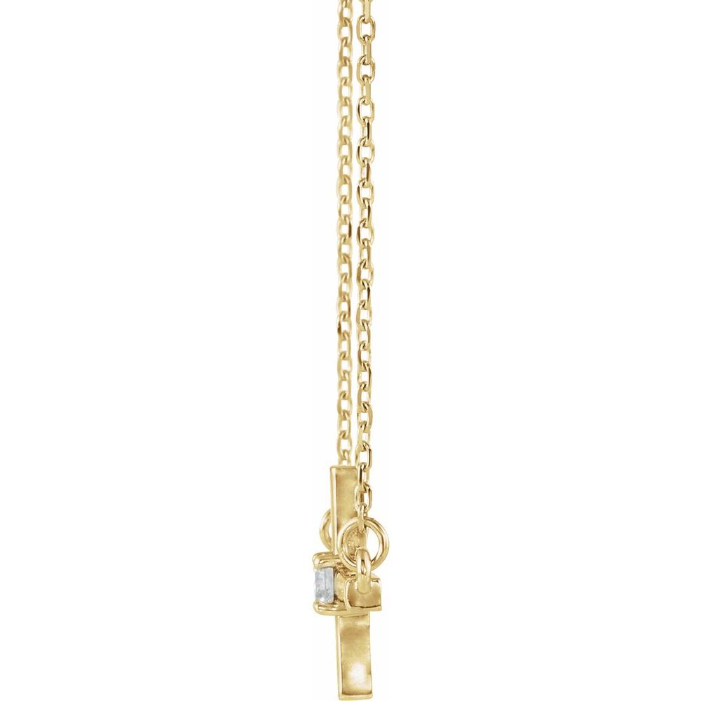 Alternate view of the 14K Yellow Gold & .03 Ct Diamond Sideways Cross Necklace, 16-18 Inch by The Black Bow Jewelry Co.