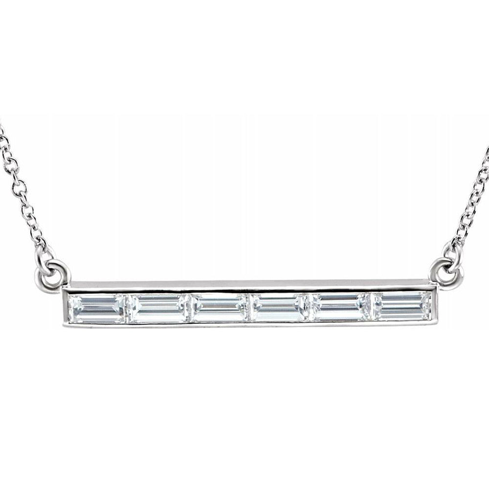 14k White Gold 1/2 Ctw Diamond 4 Stone Baguette Bar Necklace, 17 Inch, Item N21427-17 by The Black Bow Jewelry Co.