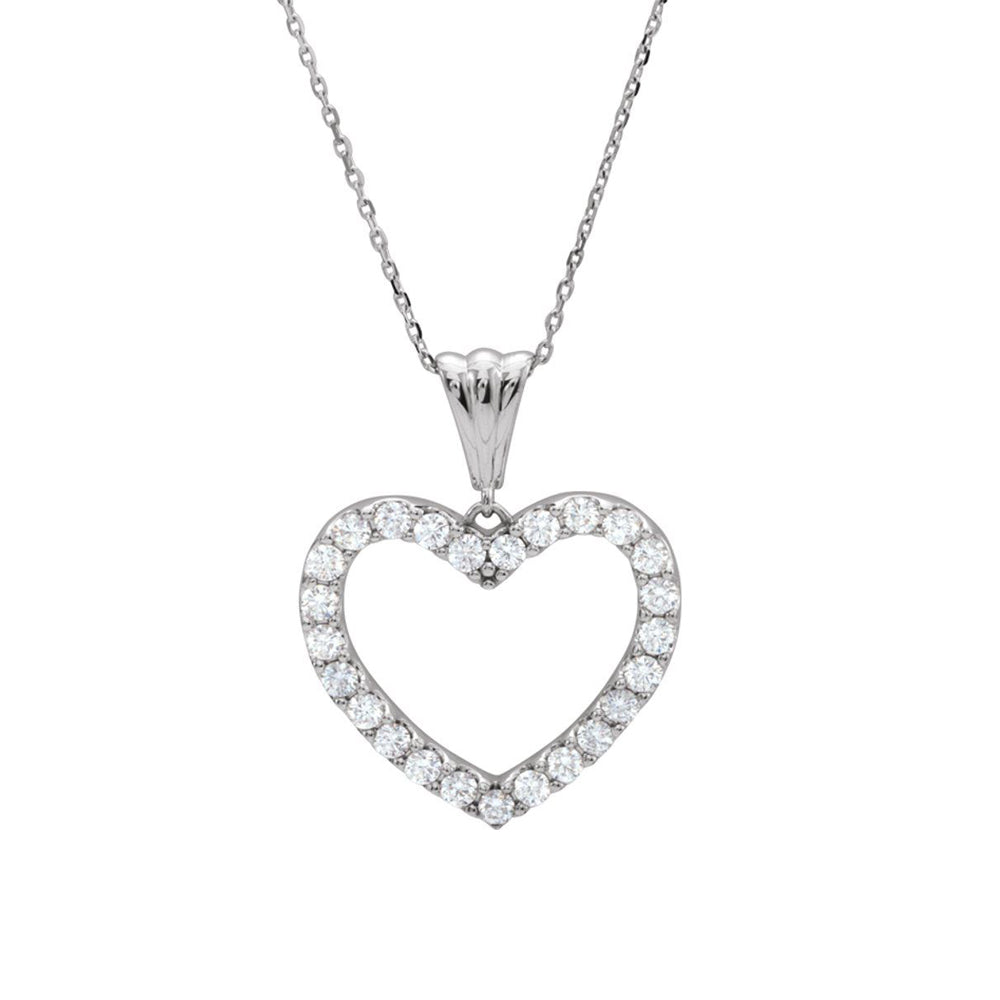 14k White Gold 1/4 Ctw Diamond 13mm Heart Necklace, 18 Inch, Item N21431-13 by The Black Bow Jewelry Co.