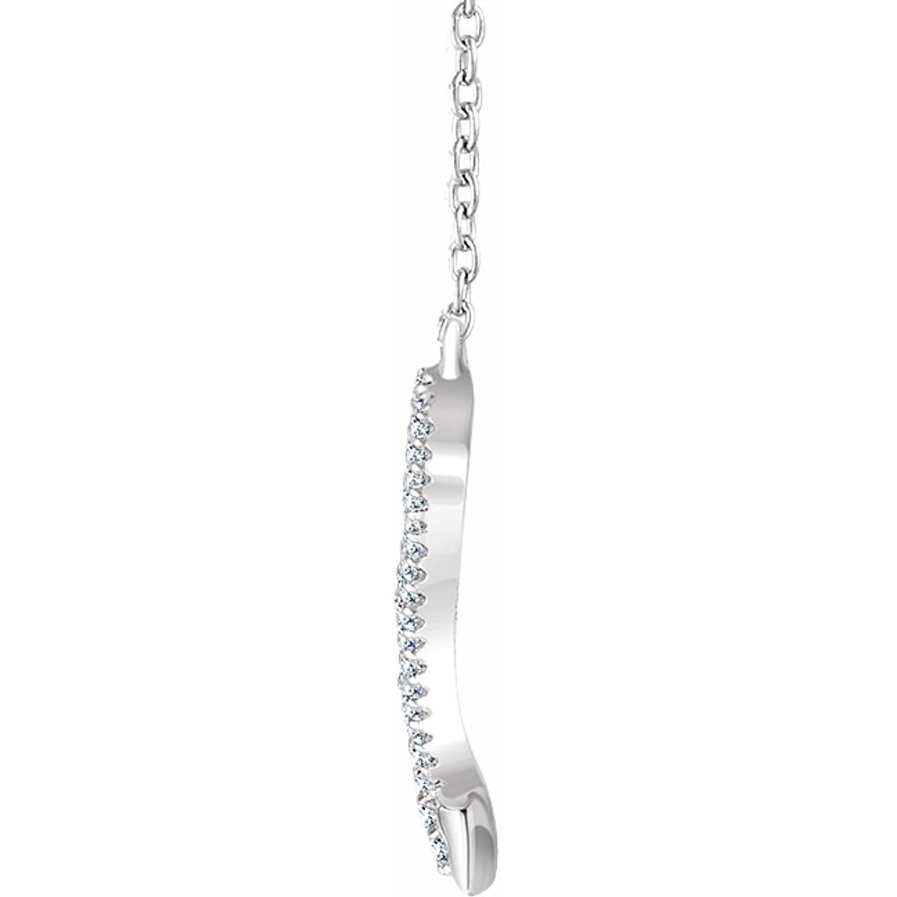 Alternate view of the 14k White Gold &amp; 1/6 Cttw Diamond V Shaped Bar Necklace, 16-18 Inch by The Black Bow Jewelry Co.