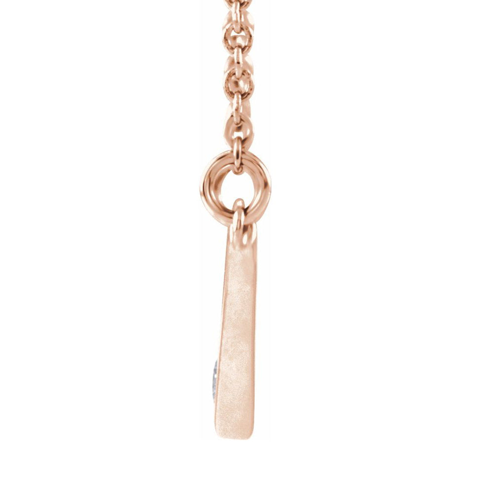 Alternate view of the 14k Rose Gold 1/6 Ctw Diamond V Shaped Bar Necklace, 16-18 Inch by The Black Bow Jewelry Co.