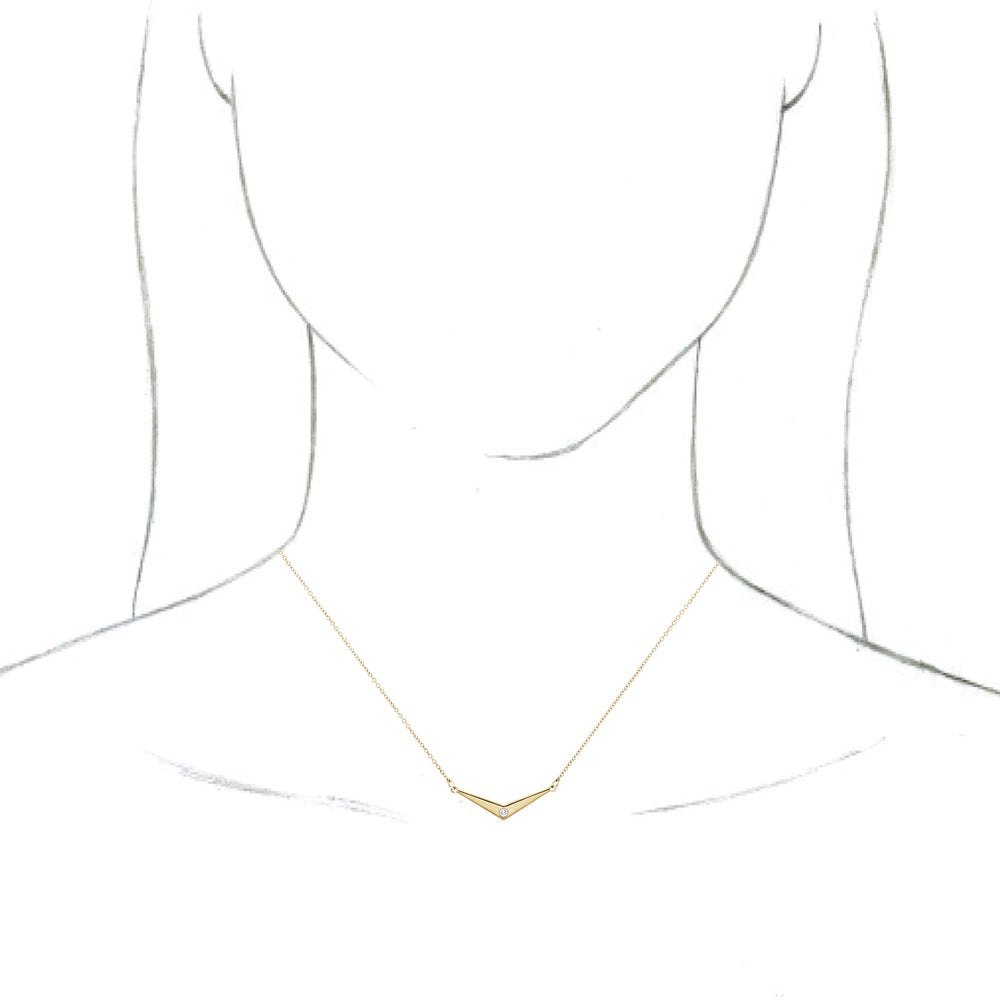 Alternate view of the 14k Yellow Gold 1/6 Ctw Diamond V Shaped Bar Necklace, 16-18 Inch by The Black Bow Jewelry Co.