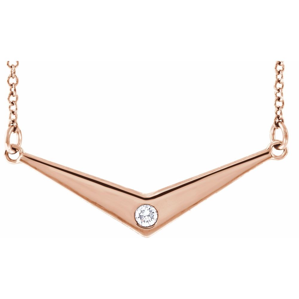 14k Yellow, White or Rose Gold .03ct Diamond V Shaped Necklace, 18 In, Item N21438 by The Black Bow Jewelry Co.