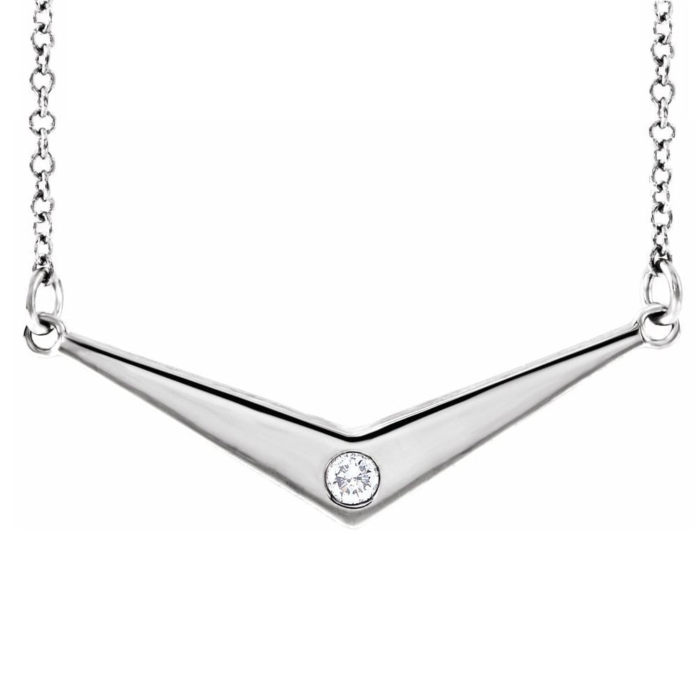 Alternate view of the 14k Yellow, White or Rose Gold .03ct Diamond V Shaped Necklace, 18 In by The Black Bow Jewelry Co.