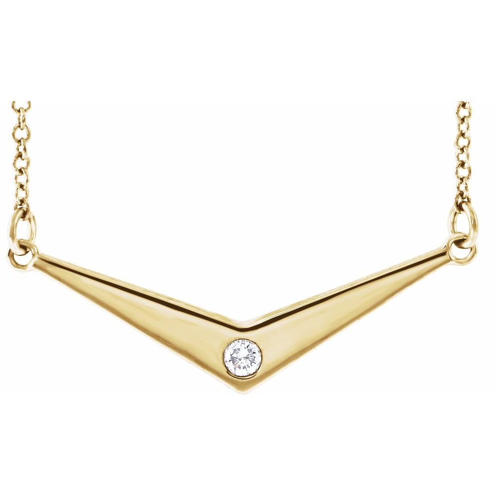 Alternate view of the 14k Yellow, White or Rose Gold .03ct Diamond V Shaped Necklace, 18 In by The Black Bow Jewelry Co.
