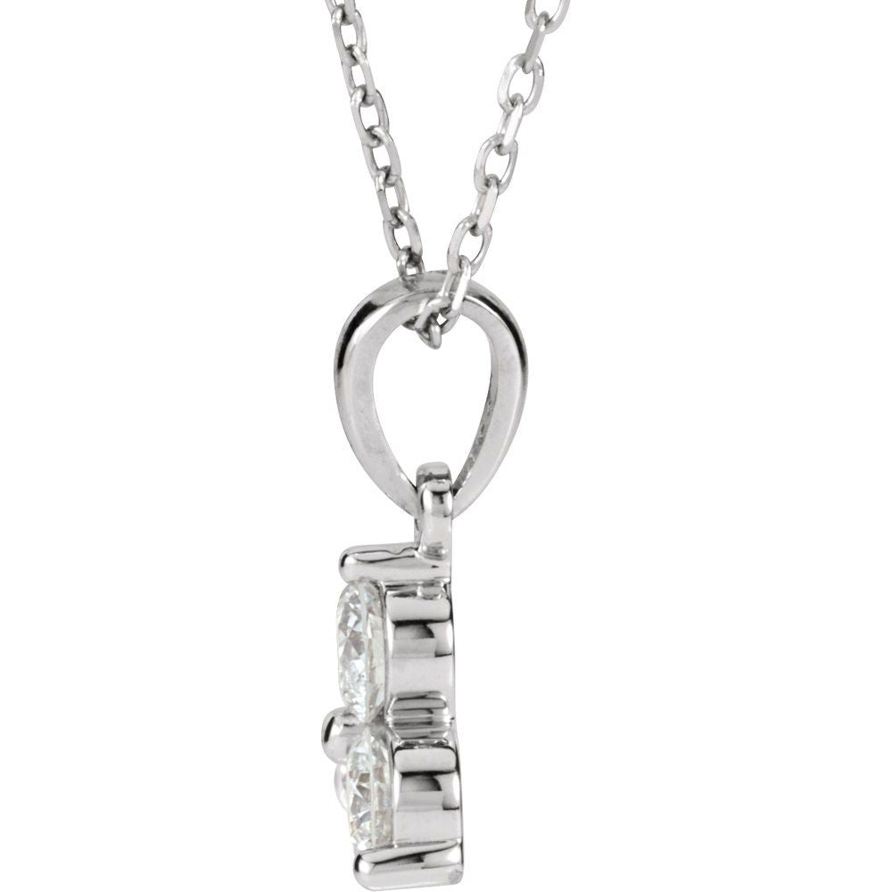 Alternate view of the 14k White Gold & 1/3 Ctw Diamond Three-Stone Necklace, 18 Inch by The Black Bow Jewelry Co.