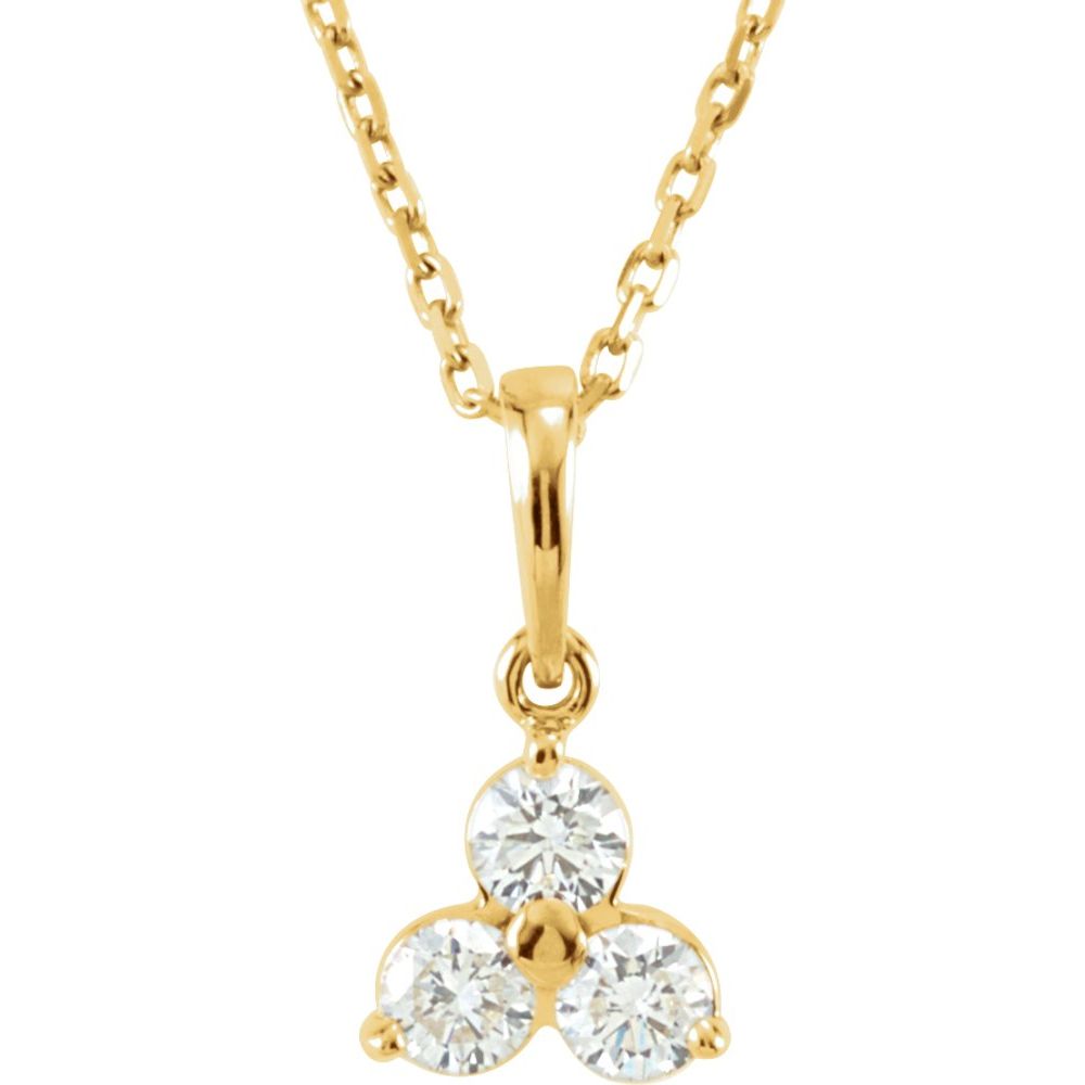 14k Yellow Gold &amp; Diamond Three-Stone Necklace, 18 Inch, Item N21440 by The Black Bow Jewelry Co.