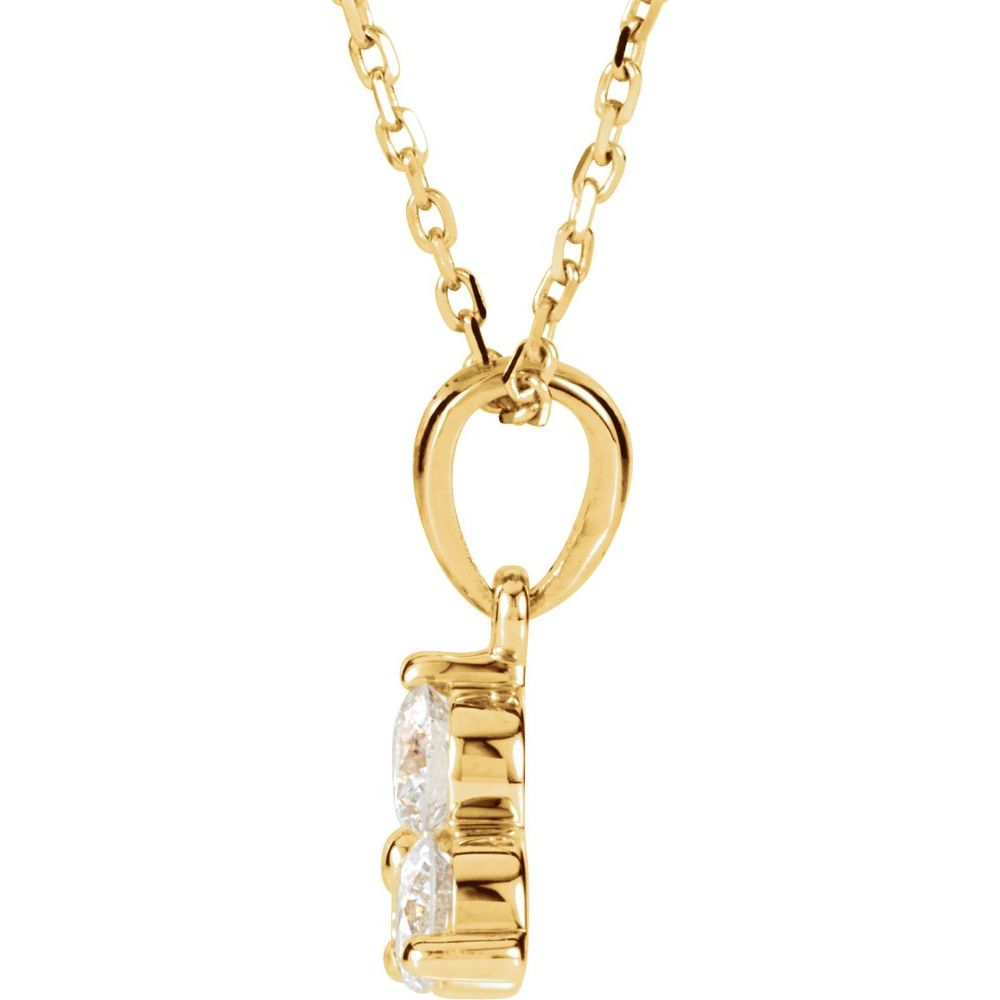 Alternate view of the 14k Yellow Gold &amp; 1/3 Ctw Diamond Three-Stone Necklace, 18 Inch by The Black Bow Jewelry Co.