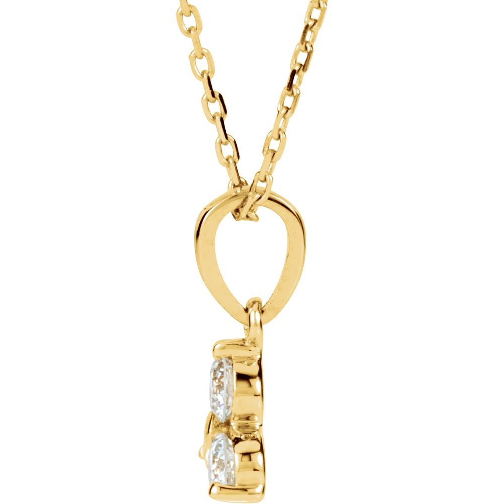 Alternate view of the 14k Yellow Gold &amp; 5/8 Ctw Diamond Three-Stone Necklace, 18 Inch by The Black Bow Jewelry Co.