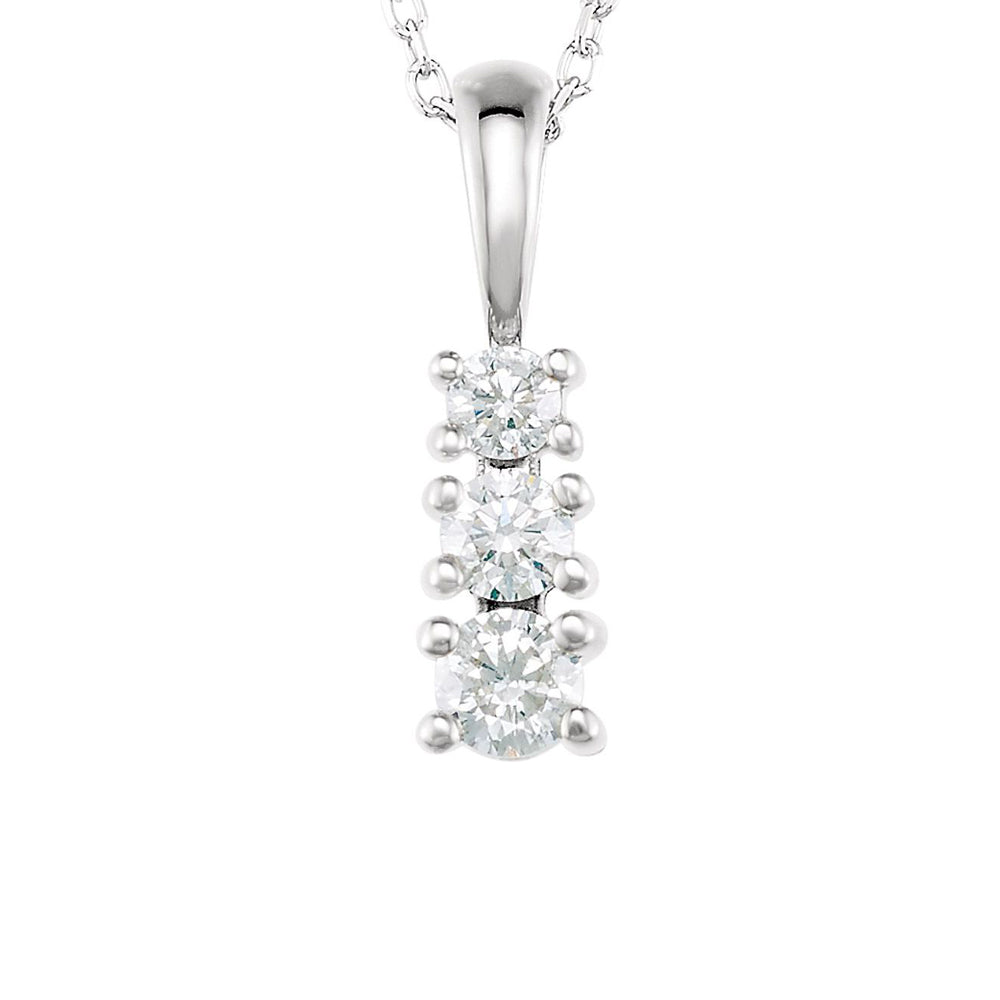 14k White Gold & Diamond 3-Stone Journey Necklace, 18 Inch, Item N21441 by The Black Bow Jewelry Co.