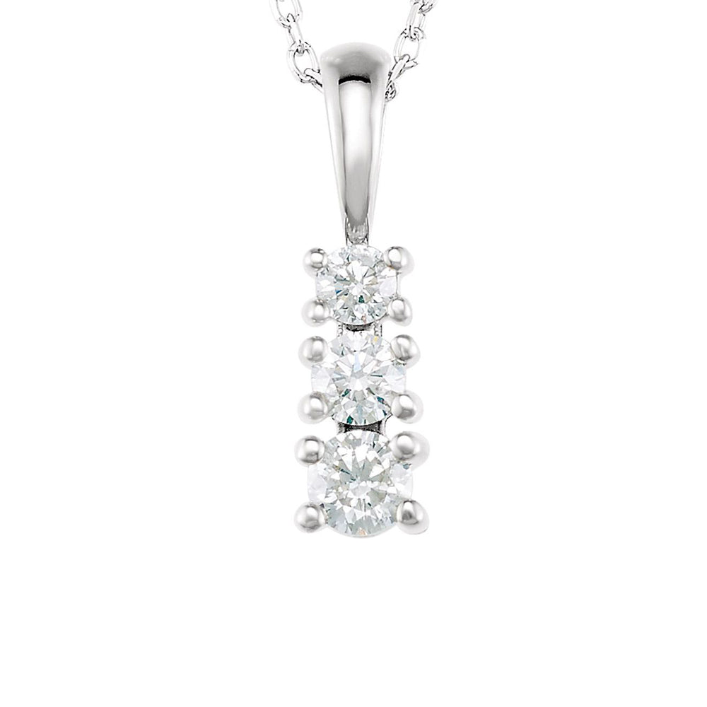 14k White Gold 1/8 Ctw Diamond 3-Stone Journey Necklace, 18 Inch, Item N21441-12 by The Black Bow Jewelry Co.