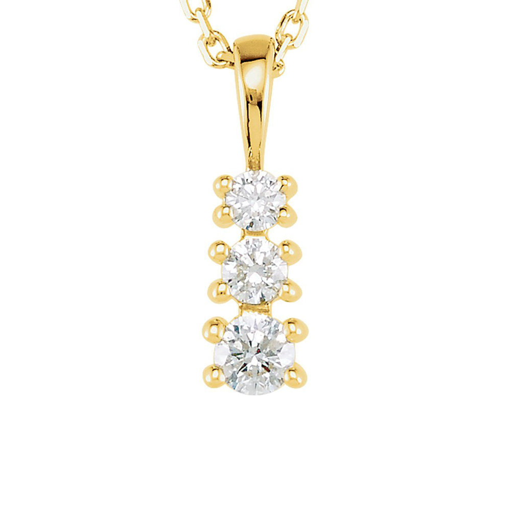 14k Yellow Gold &amp; Diamond 3-Stone Journey Necklace, 18 Inch, Item N21442 by The Black Bow Jewelry Co.