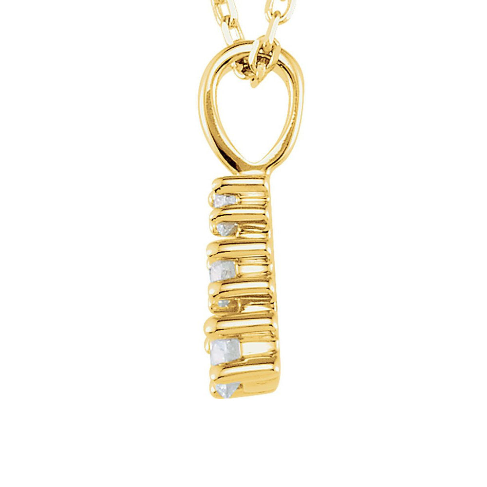 Alternate view of the 14k Yellow Gold 1/8 Ctw Diamond 3-Stone Journey Necklace, 18 Inch by The Black Bow Jewelry Co.