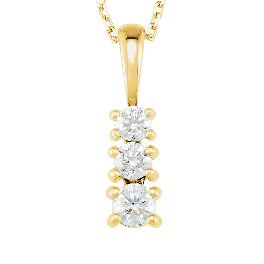 Alternate view of the 14k Yellow Gold & Diamond 3-Stone Journey Necklace, 18 Inch by The Black Bow Jewelry Co.