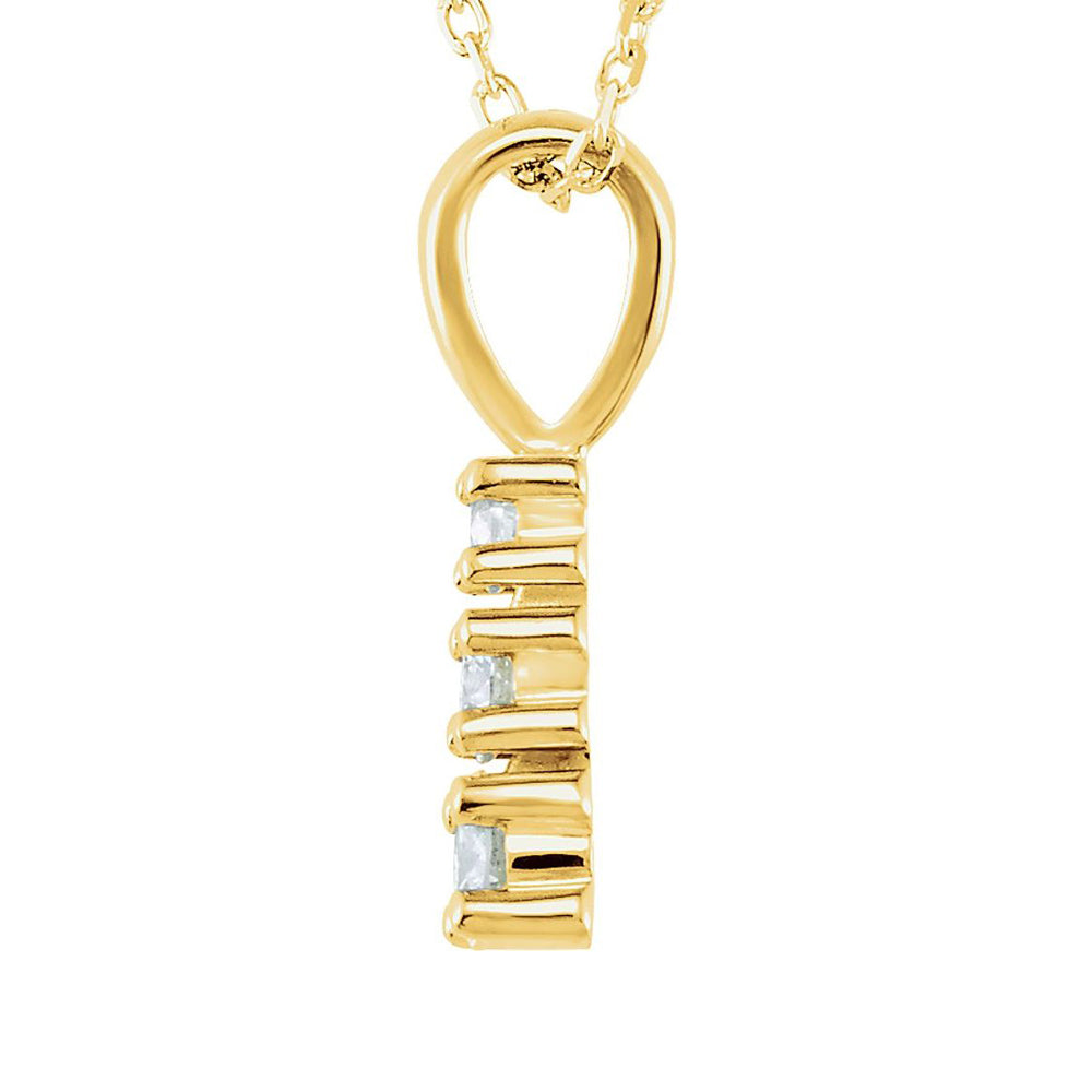 Alternate view of the 14k Yellow Gold 1/3 Ctw Diamond 3-Stone Journey Necklace, 18 Inch by The Black Bow Jewelry Co.