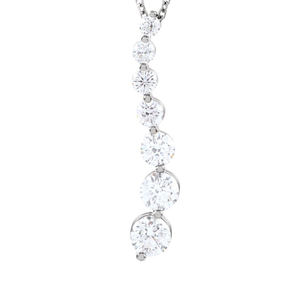 Alternate view of the 14k White Gold &amp; Diamond 7-Stone Journey Necklace, 18 Inch by The Black Bow Jewelry Co.