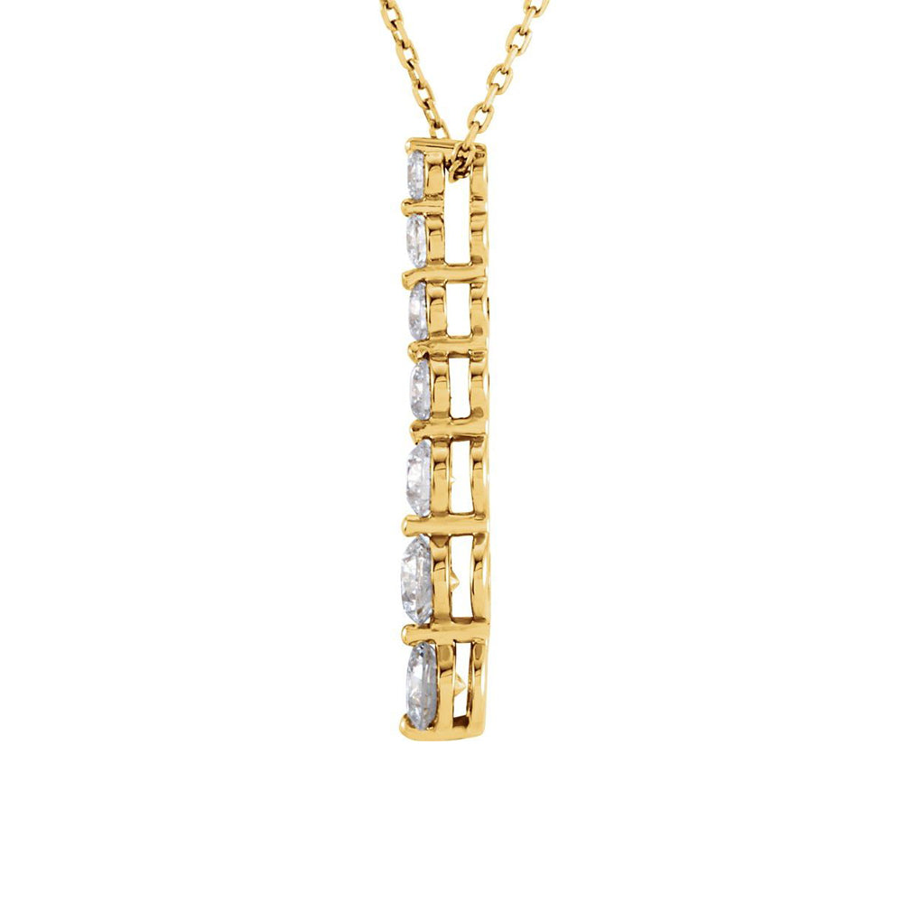 Alternate view of the 14k Yellow Gold 1/2 Ctw Diamond 7-Stone Journey Necklace, 18 Inch by The Black Bow Jewelry Co.