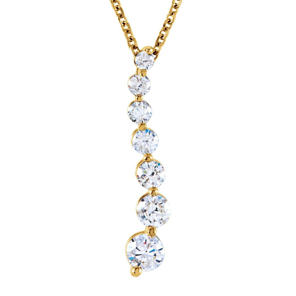 14k Yellow Gold 1.0 Ctw Diamond 7-Stone Journey Necklace, 18 Inch, Item N21444-26 by The Black Bow Jewelry Co.